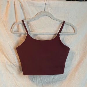 Cropped padded maroon cami tank top